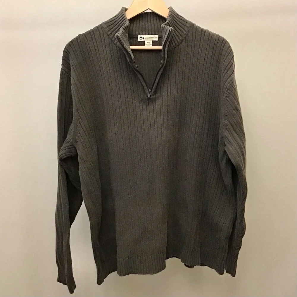 Wilke-Rodriguez XXL 100% Cotton Sweater Olive Army Green Color Pullover Zip